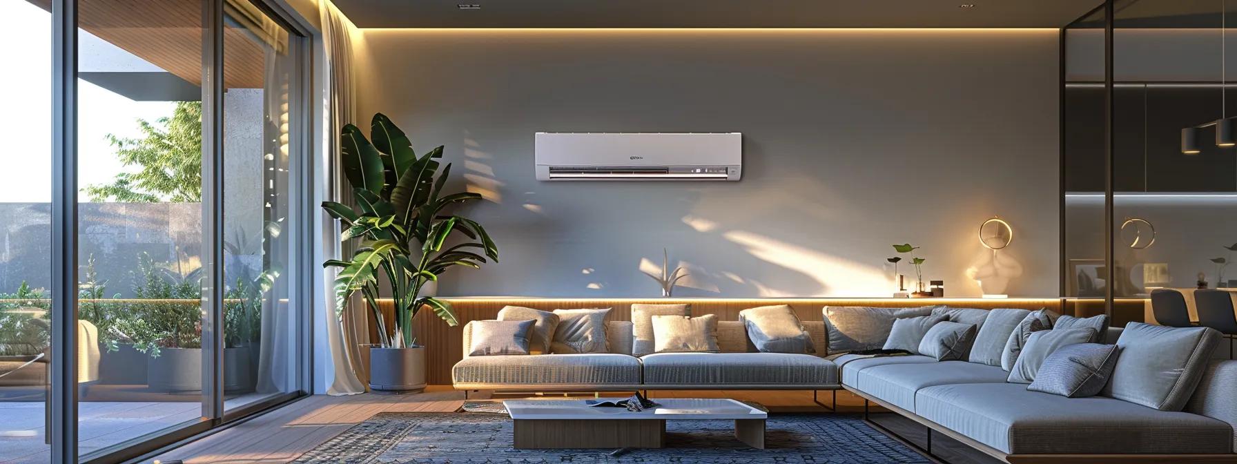 a sleek, modern living room showcases a professional hvac technician carefully explaining the air conditioning installation process to a curious homeowner, with a partially installed unit visible, creating an engaging atmosphere of knowledge and expertise. a sleek, modern living room showcases a professional hvac technician carefully explaining the air conditioning installation process to a curious homeowner, with a partially installed unit visible, creating an engaging atmosphere of knowledge and expertise.