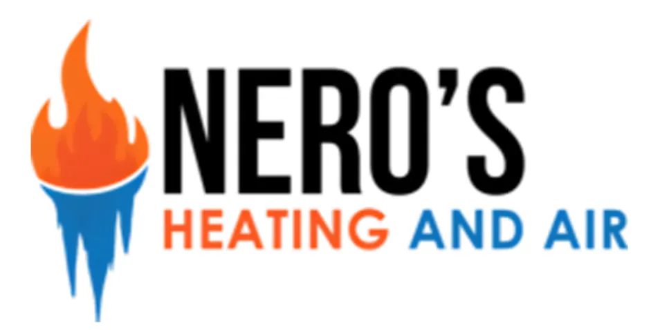 Nero's Heating and Air logo featuring a flame and ice design, representing HVAC services in Cheverly for emergency furnace repair.